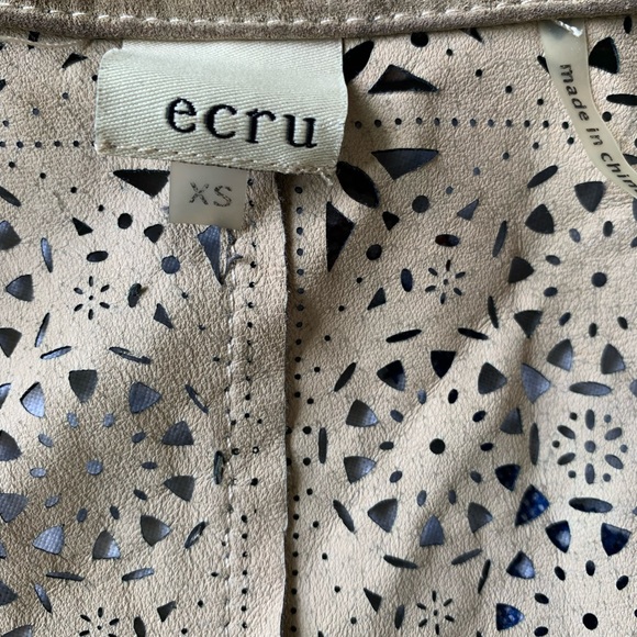 🔥ECRU Suede Laser Cut Shirt/Jacket US Womens Size XS EUC - Picture 4 of 8